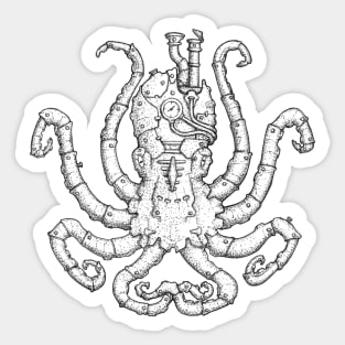 Steampunk Octopus Ink Drawing Sticker